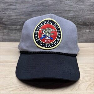 National‎ Rifle Association Hat Cap Snap Back Gray Black Logo Patch Mens Cobra